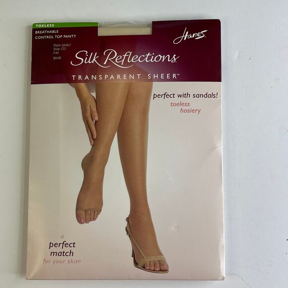 Hanes Silk Reflections Vintage Control Top Toeless PantyHose , Size CD Fair, New - Picture 2 of 5